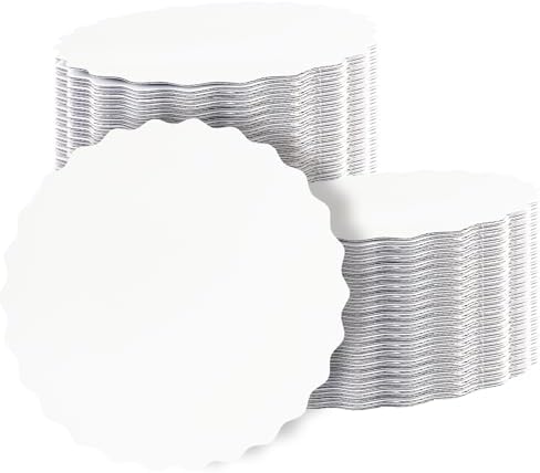 10 Inch White Wave Cake Boards Round 50-Packs Circles Rounds Base Food-Grade Cardboard Wave Cake Plate(Thinner