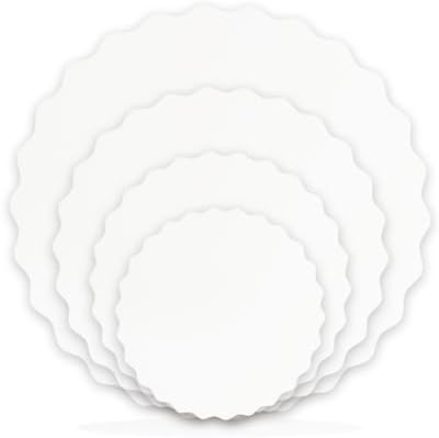10 Inch White Wave Cake Boards Round 50-Packs Circles Rounds Base Food-Grade Cardboard Wave Cake Plate(Thinner, alternate