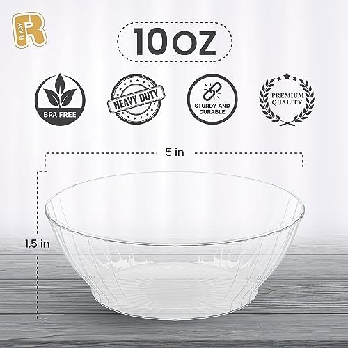 10 Oz Clear Plastic Bowls - 50 Pack disposable bowls - Premium Hard Small Plastic Bowls - Heavy Duty Ice Cream, alternate