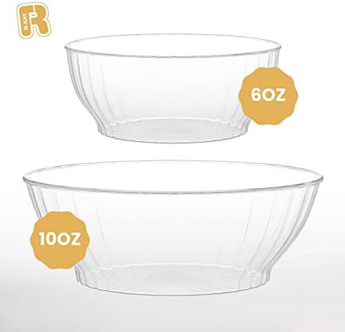 10 Oz Clear Plastic Bowls - 50 Pack disposable bowls - Premium Hard Small Plastic Bowls - Heavy Duty Ice Cream, alternate
