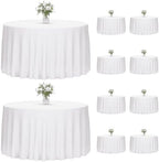 10 Pack 120 Inch Tablecloths Round White Table Cover in White