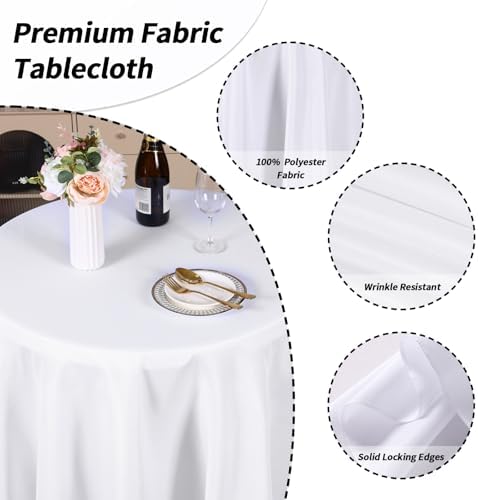 10 Pack 120 Inch Tablecloths Round White Table Cover in White, alternate view 2