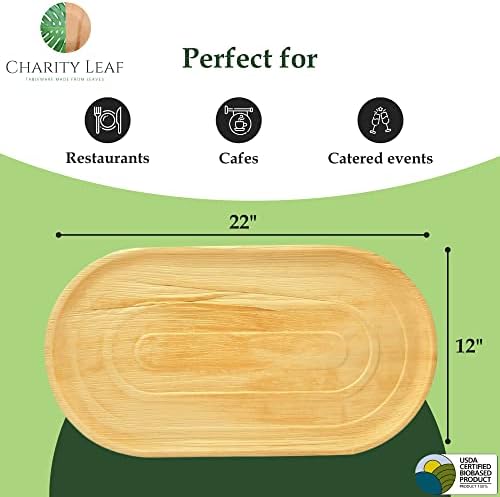 10-Pack 22"x12" Disposable Bamboo Trays |, Compostable Platters for Weddings, Charcuterie Boards & Events in, alternate view