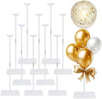 10 Pack 24 Inch Reusable Acrylic Balloon Stand Kit - Heavy Duty, Adjustable Height with Sticks and Base, Balloon