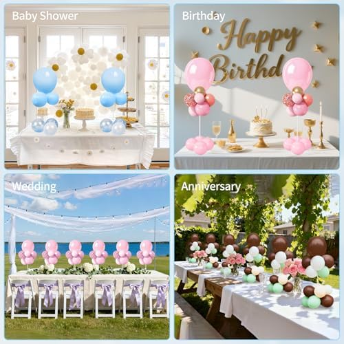 10 Pack 24 Inch Reusable Acrylic Balloon Stand Kit - Heavy Duty, Adjustable Height with Sticks and Base, Balloon, alternate
