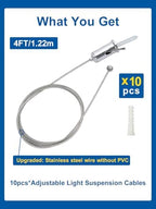10-Pack 4FT/1.2m Hexagon Garage Lights Suspension Cables Kit, alternate view 4