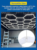 10-Pack 4FT/1.2m Hexagon Garage Lights Suspension Cables Kit, alternate view 7