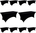 10-Pack 4ft Black Spandex Table Covers for Rectangular Folding Tables - Wrinkle Resistant Stretch Tight Table