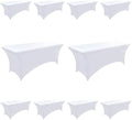 10-Pack 4ft White Spandex Table Covers for Rectangular Folding Tables - Wrinkle Resistant Stretch Tight Table