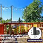 10 Pack 5Ft String Light Poles, Light Poles for Outside String Lights, Outdoor Light Poles with Fork, Metal Pole, alternate