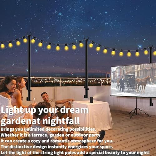 10 Pack 5Ft String Light Poles, Light Poles for Outside String Lights, Outdoor Light Poles with Fork, Metal Pole, alternate