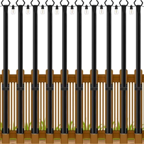 10 Pack 5Ft String Light Poles, Outside String Lights, Outdoor Light Poles, Metal Poles Stand for Patio