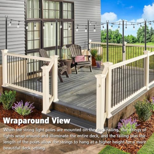 10 Pack 5Ft String Light Poles, Outside String Lights, Outdoor Light Poles, Metal Poles Stand for Patio, alternate view 5