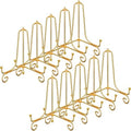 10 Pack 6 Inch Iron Plate Stands for Display, Gold Easel Stands for Photo, Picture Frame, Decorative Plate