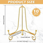 10 Pack 6 Inch Iron Plate Stands for Display, Gold Easel Stands for Photo, Picture Frame, Decorative Plate, alternate view 3