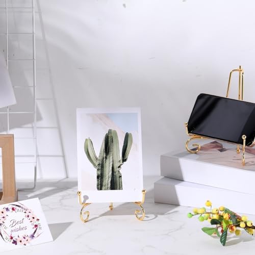 10 Pack 6 Inch Iron Plate Stands for Display, Gold Easel Stands for Photo, Picture Frame, Decorative Plate, alternate view 5