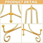 10 Pack 6 Inch Iron Plate Stands for Display, Gold Easel Stands for Photo, Picture Frame, Decorative Plate, alternate view 7