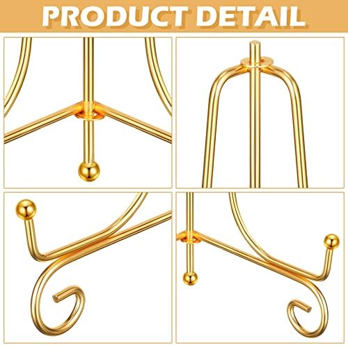 10 Pack 6 Inch Iron Plate Stands for Display, Gold Easel Stands for Photo, Picture Frame, Decorative Plate, alternate view 7