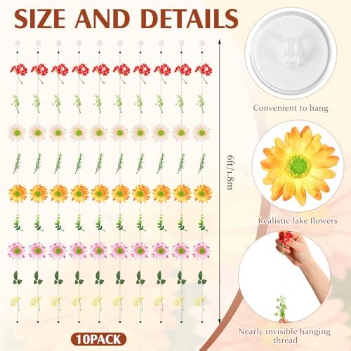 10 Pack 60 ft Hanging Flower Garland Artificial Wildflower Vines Backdrop, Floating Silk Floral Garlands for, alternate view