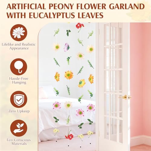 10 Pack 60 ft Hanging Flower Garland Artificial Wildflower Vines Backdrop, Floating Silk Floral Garlands for, alternate view