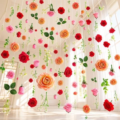 10 Pack 60 ft Hanging Flower Garland Artificial Wildflower Vines Backdrop, Floating Silk Floral Garlands for