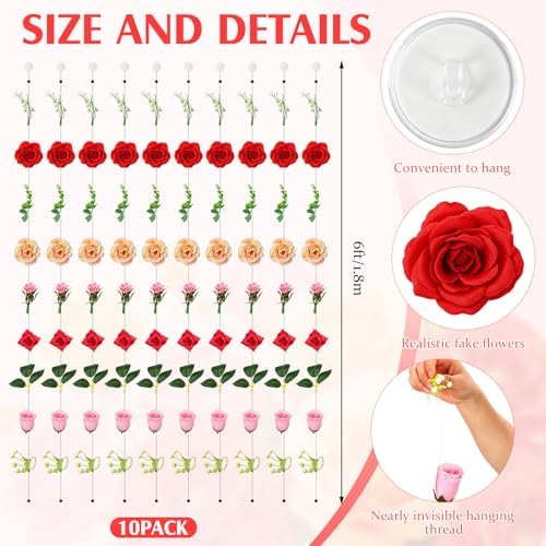 10 Pack 60 ft Hanging Flower Garland Artificial Wildflower Vines Backdrop, Floating Silk Floral Garlands for, alternate view