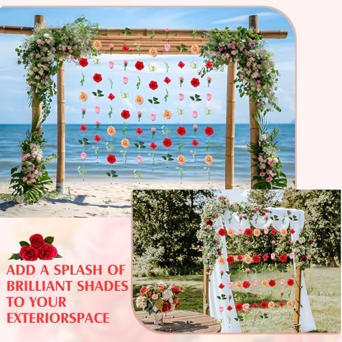 10 Pack 60 ft Hanging Flower Garland Artificial Wildflower Vines Backdrop, Floating Silk Floral Garlands for, alternate view