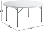 10 Pack 60" Round Granite White Plastic Folding Table - Heavy Duty Banquet, Party, Wedding Table - 5-Foot, alternate view 2