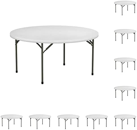 10-Pack! 60" Round White Plastic Folding Table Perfect for Wedding Party Bistro Restaurant Picnic School Lecture