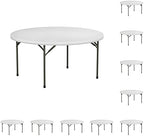 10-Pack! 60" Round White Plastic Folding Table Perfect for Wedding Party Bistro Restaurant Picnic School Lecture