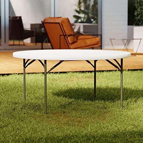 10-Pack! 60" Round White Plastic Folding Table Perfect for Wedding Party Bistro Restaurant Picnic School Lecture, alternate