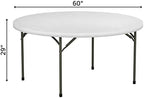 10-Pack! 60" Round White Plastic Folding Table Perfect for Wedding Party Bistro Restaurant Picnic School Lecture, alternate