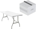 10 Pack 6FT Folding Tables, Heavy Duty, Carry Handle, White in White