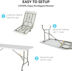 10 Pack 6FT Folding Tables, Heavy Duty, Carry Handle, White in White, alternate view 5