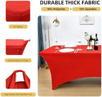 10-Pack 6ft Red Spandex Table Covers for Rectangle Standard Folding Tables - Wrinkle Resistant Stretch, alternate view 3