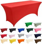 10-Pack 6ft Red Spandex Table Covers for Rectangle Standard Folding Tables - Wrinkle Resistant Stretch, alternate view 4