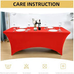 10-Pack 6ft Red Spandex Table Covers for Rectangle Standard Folding Tables - Wrinkle Resistant Stretch, alternate view 6