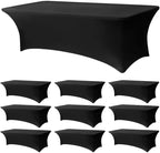 10 Pack 8FT Rectangular Spandex Tablecloth, Wrinkle Resistant Fitted Cover for 96x30 inch Banquet Table Cloth