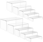 10 Pack acrylic display stand, Acrylic Display Risers, 5 Sizes Clear Product Stand, Jewelry Display Riser Shelf