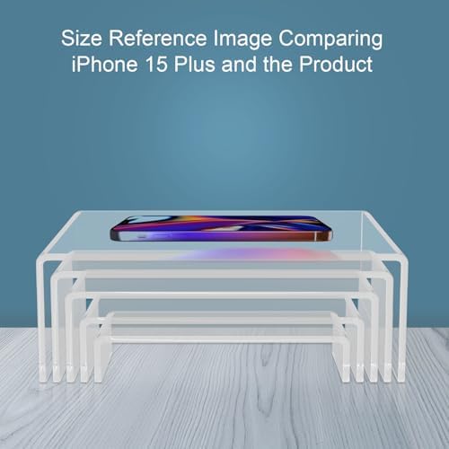 10 Pack acrylic display stand, Acrylic Display Risers, 5 Sizes Clear Product Stand, Jewelry Display Riser Shelf, alternate