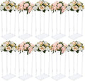 10 Pack Acrylic Vase Flower Wedding Stand Tabletop Flower Column Centerpieces Clear Display Rack Vase Stand
