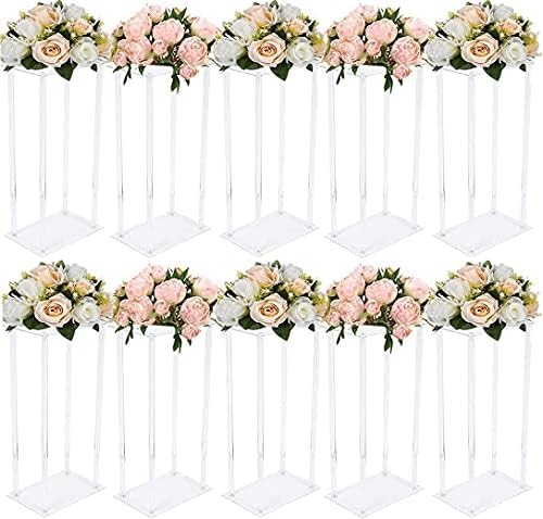 10 Pack Acrylic Vase Flower Wedding Stand Tabletop Flower Column Centerpieces Clear Display Rack Vase Stand