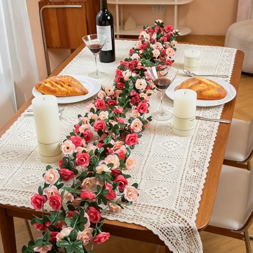 10 Pack Artificial Rose Vine Fake Flower Garland Fake Rose Hanging Vine Artificial Flowers for for Wedding Party, alternate