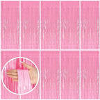 10 Pack Backdrop Party Decorations Pink Tinsel Curtain Party Backdrop Foil Fringe Birthday Decorations Photo