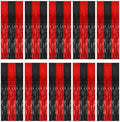 10 Pack Black and Red Backdrop Party Decorations Tinsel Curtain Halloween Party Streamer Foil Fringe Birthday