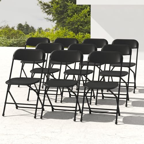 10 Pack Black Folding Chairs for School Events Wedding Party Picnic