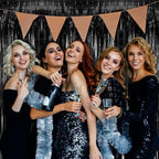 10 Pack Black Party Streamers Backdrop Tinsel Foil Fringe Curtains Halloween Birthday Party Decorations, alternate view 2