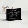 10 Pack Black Rectangle Acrylic Signs With Stand, 3.5x2.7 Inch Blank Black Acrylic Sign with Base, DIY Buffet