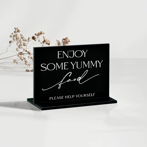 10 Pack Black Rectangle Acrylic Signs With Stand, 3.5x2.7 Inch Blank Black Acrylic Sign with Base, DIY Buffet