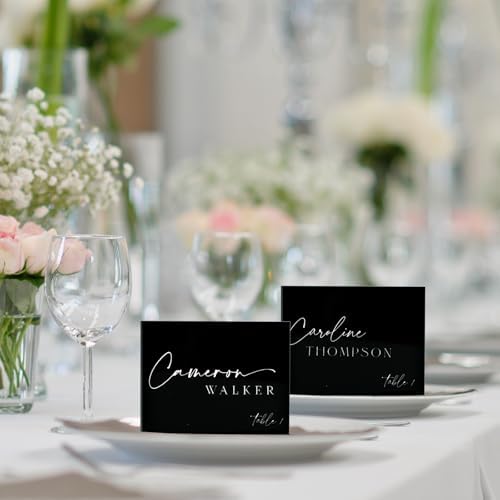 10 Pack Black Rectangle Acrylic Signs With Stand, 3.5x2.7 Inch Blank Black Acrylic Sign with Base, DIY Buffet, alternate view